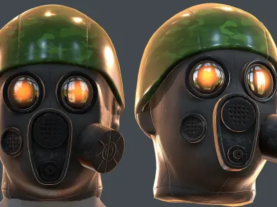 Gas mask helmet 3d model scifi Low-poly  Low-poly 3D model