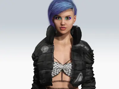 Scifi cyberpunk Girl - Fully Rigged Low-poly 3D model