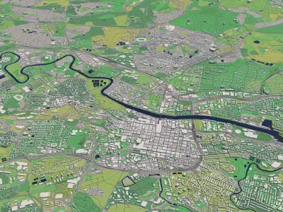 Glasgow Scotland UK 25x25km 3D City Map 3D model
