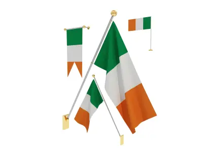 Flags of Ireland 3D model
