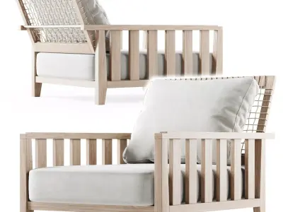 Wooden garden chair  3D model