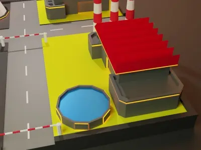 Lowpoly Nuclear Fabrica - Facility Low-poly 3D model