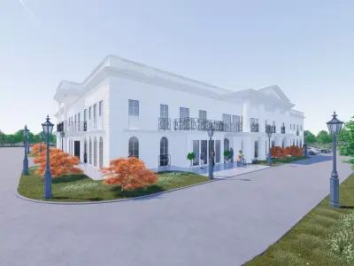 Courthouse building Low-poly 3D model