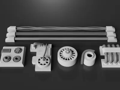 Low-Poly Greebles Pack Low-poly 3D model