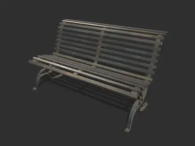Bench 07 Low Poly PBR Realistic Low-poly 3D model