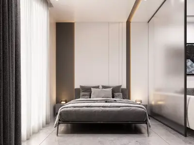 Modern Studio Apartment  Fully Equipped Interior 3D Scene 3D model