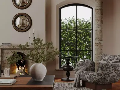 villa living room 3D model