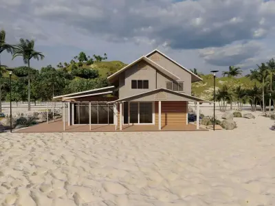 Beach Casa Scene-villa-modern house 3D model 3