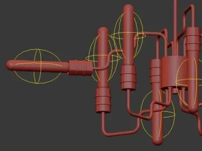 Transit 8 Light Matte Gold Chandelier 3D model buy