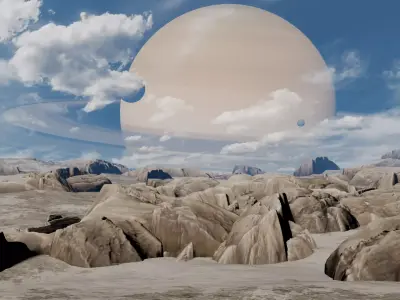 Alien Planet Sci-Fi Fantasy Scenery Saturn Moon 3D model