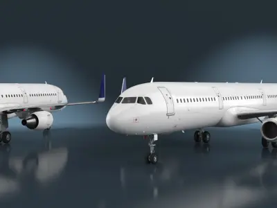  Airbus A321 with Interior and Doors Rigged for Maya 