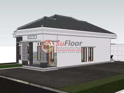 House 8x14m code 525 - Sketchup 3D model 3D model 3D model
