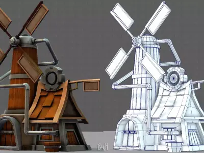 Wind Turbine V01 Low-poly 3D model
