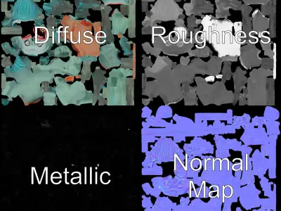 Cartoon Zombie Kid with Dreadlocks Rigged and Animated Low-poly 3D model