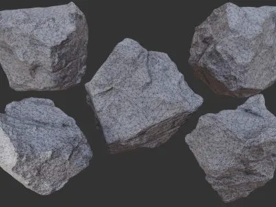 Stone set mountain Low-poly 3D model
