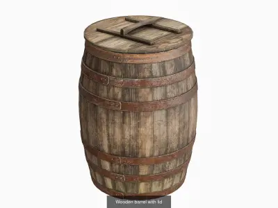 Wooden barrels 3D Model Pack
