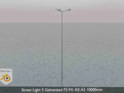Street Light 5 Galvanized F3 M1 K0 A2 10000mm Low-poly 3D model