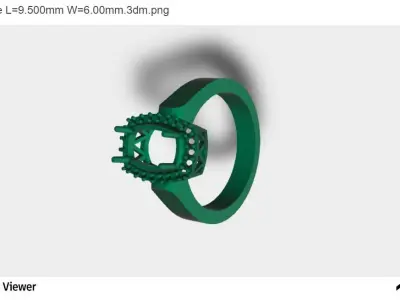 Men Ring with an Emerald Cut Center Stone 3D print model