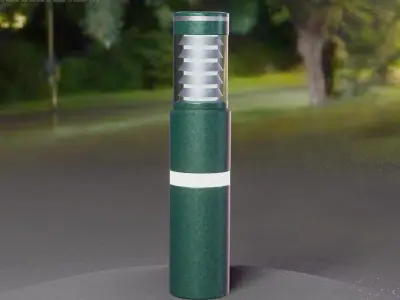 Low-Poly Moss Green Light Column 7 - Street Light Set-9 Low-poly 3D model