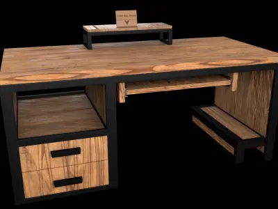 computer desk model Free low-poly 3D model