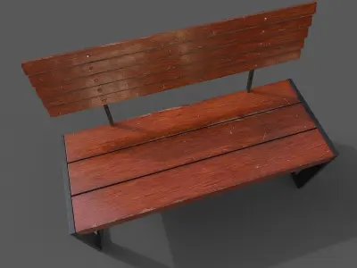 Street Bench Low-poly 3D model