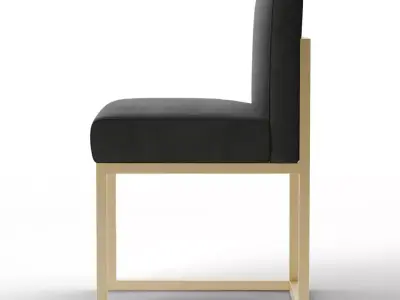 Sculptural Minimalist Haute Dining Chair - Carbon Matte Black Low-poly 3D model