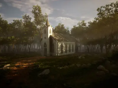 Church PBR Game Ready Low-poly Low-poly 3D model