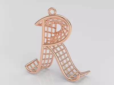 Pendant R alphabet 3D print model