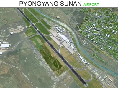 Pyongyang Sunan Airport Low-poly 3D model