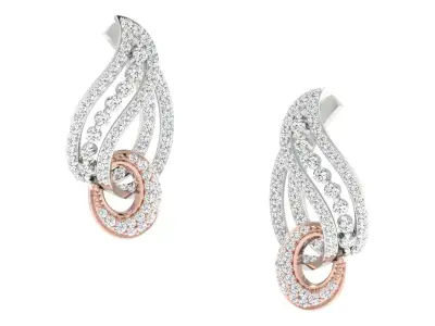 Light Weight Rose Gold Diamond Earring  -EAR-021 3D print model