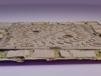 Ultra-realistic cover manhole 01 high-poly 3D model