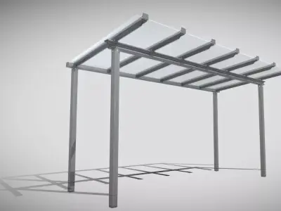 Glass Roof Shelter -2- 4800mm Low-poly 3D model