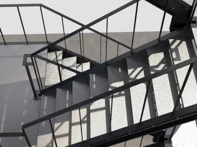 fire escape staircase  Free 3D model