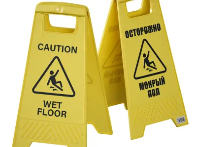 Sign plate Caution wet floor 3D model
