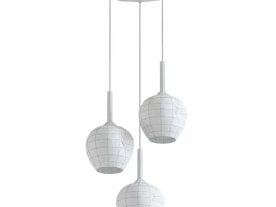 TERAL three light pendant with glass globes 3D model