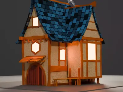 stylized low-poly house 3D model Low-poly 3D model