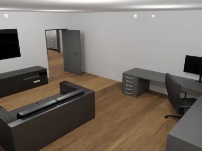 3D House modern at night Free low-poly 3D model