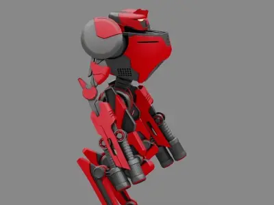 Combat Android rigged- animated character 3D model