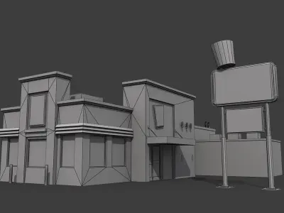 KFC Restaurant Low-poly 3D model
