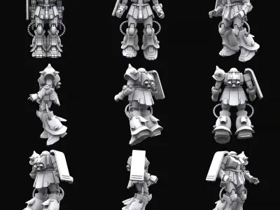 Gundam mobile suit Zeon x Earth Federation collection 3D model