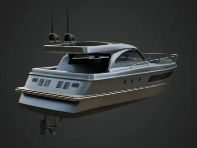 Stylish Cabin Cruiser Silver Metallic  3D model