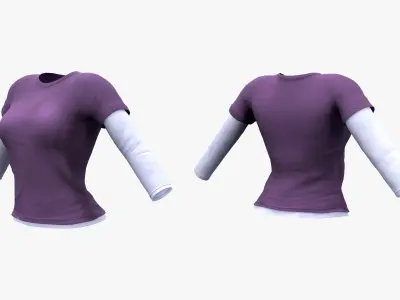 Female Long Sleeve T-shirt 2in1 Low-poly 3D model