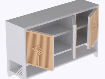 Living room cabinet with functional doors and shelves  3D print model purchase