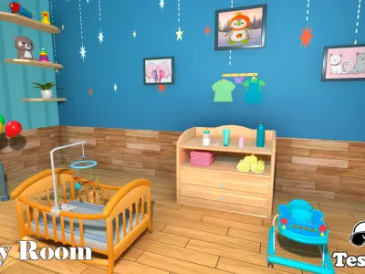 Baby Room Lowpoly Low-poly 3D model