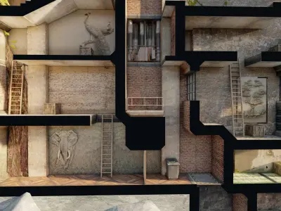 Level Design 201 Low-poly 3D model