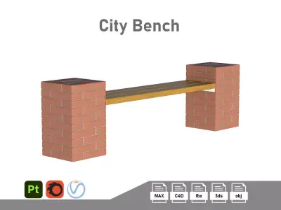 City Bench 03 Low-poly 3D model