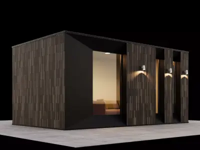 Backyard studio with furniture var 6 3D model