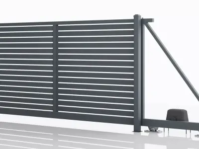 Aluminum Electric Sliding Gate - Model 2 - 10cm - 3D model