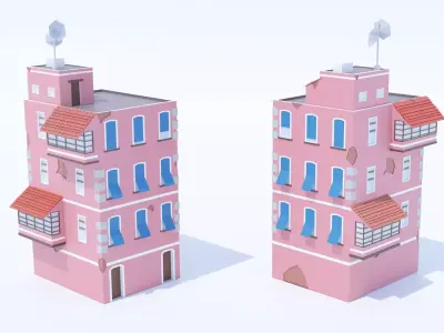 Italian Building number 9 Lowpoly Low-poly 3D model
