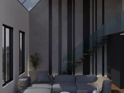 Modern Realistic guest room and bedroom Low-poly 3D model